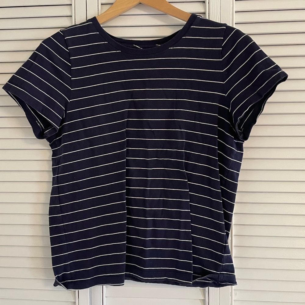 J. Crew Womens T-shirt L Short Sleeve Crew Neck Broken-In, Striped